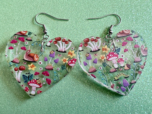Forest Earrings: Laser Cut Acrylic Mushrooms, Trees, Snails, Amanita, Forest, Green, Insects, Cottage Core, Best Gifts for Her/Him/Them
