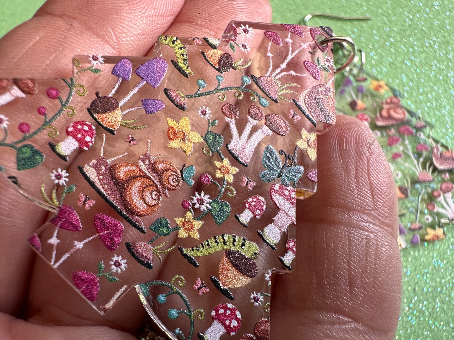 Forest Tree Earrings: Laser Cut Acrylic Mushrooms, Christmas Trees, Nature, Snails, Amanita, Green, Insects, Cottage, Gifts for Her/Him/Them