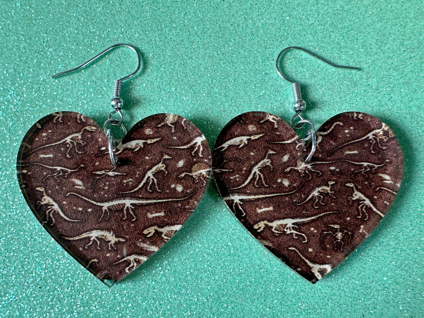 Fossil Earrings: Laser Cut Acrylic Dinosaur Fossils, Jurassic Park, Science, History, Archeologist, Paleontologist, Gifts for Her/Him/Them