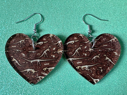 Fossil Earrings: Laser Cut Acrylic Dinosaur Fossils, Jurassic Park, Science, History, Archeologist, Paleontologist, Gifts for Her/Him/Them