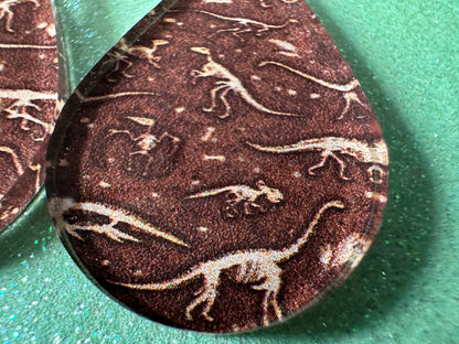 Fossil Earrings: Laser Cut Acrylic Dinosaur Fossils, Jurassic Park, Science, History, Archeologist, Paleontologist, Gifts for Her/Him/Them