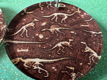 Fossil Earrings: Laser Cut Acrylic Dinosaur Fossils, Jurassic Park, Science, History, Archeologist, Paleontologist, Gifts for Her/Him/Them