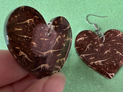 Fossil Earrings: Laser Cut Acrylic Dinosaur Fossils, Jurassic Park, Science, History, Archeologist, Paleontologist, Gifts for Her/Him/Them