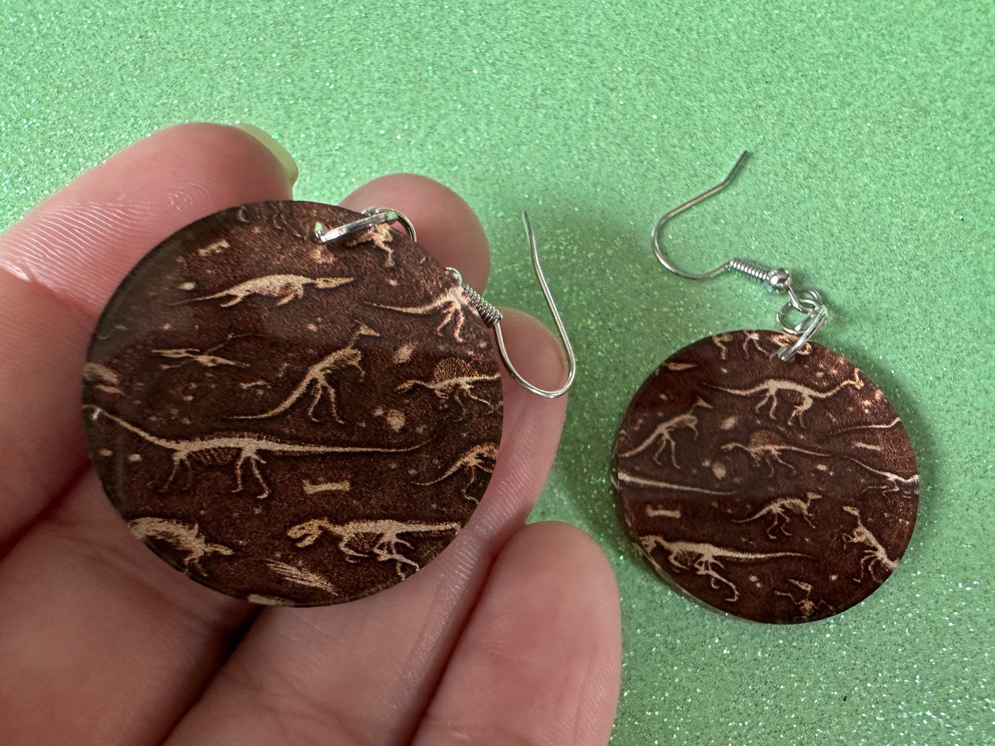 Fossil Earrings: Laser Cut Acrylic Dinosaur Fossils, Jurassic Park, Science, History, Archeologist, Paleontologist, Gifts for Her/Him/Them