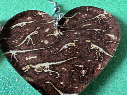 Fossil Earrings: Laser Cut Acrylic Dinosaur Fossils, Jurassic Park, Science, History, Archeologist, Paleontologist, Gifts for Her/Him/Them