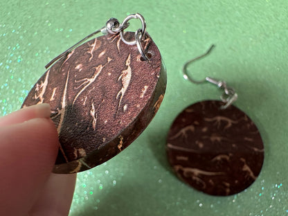 Fossil Earrings: Laser Cut Acrylic Dinosaur Fossils, Jurassic Park, Science, History, Archeologist, Paleontologist, Gifts for Her/Him/Them