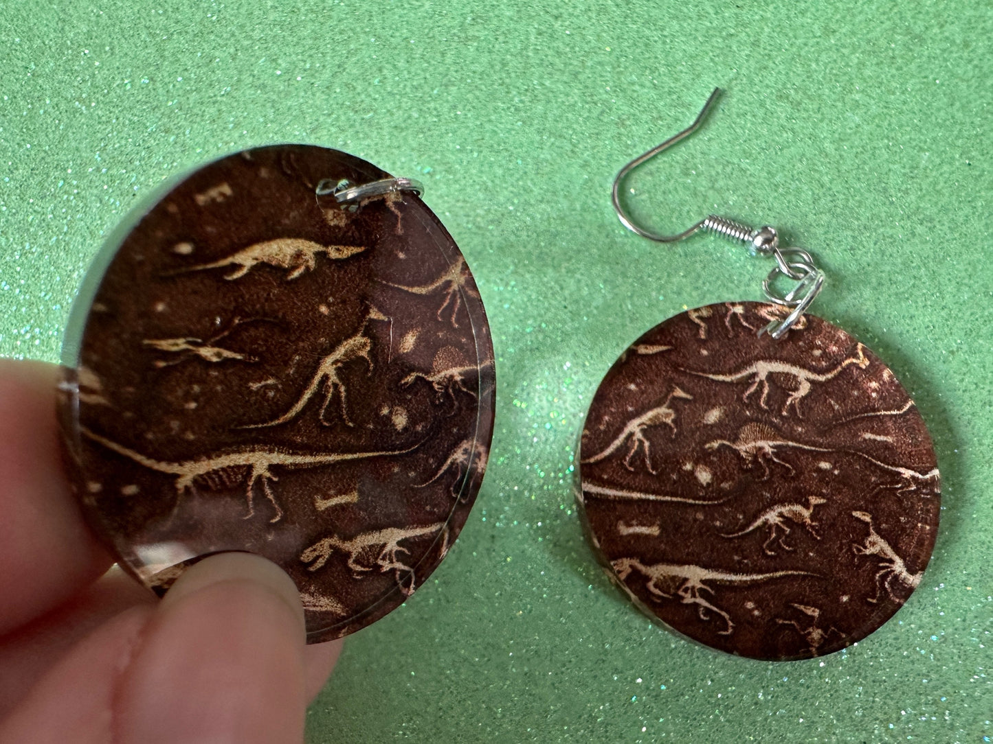 Fossil Earrings: Laser Cut Acrylic Dinosaur Fossils, Jurassic Park, Science, History, Archeologist, Paleontologist, Gifts for Her/Him/Them