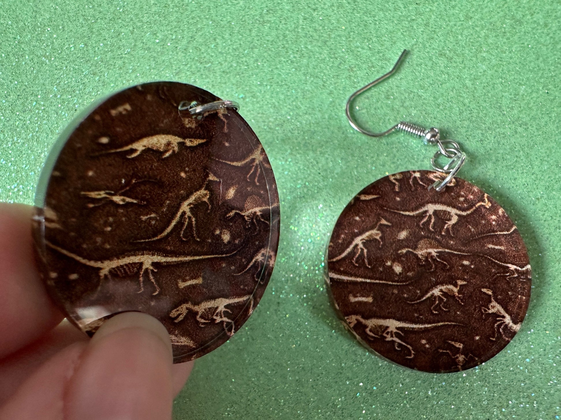 Fossil Earrings: Laser Cut Acrylic Dinosaur Fossils, Jurassic Park, Science, History, Archeologist, Paleontologist, Gifts for Her/Him/Them