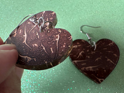Fossil Earrings: Laser Cut Acrylic Dinosaur Fossils, Jurassic Park, Science, History, Archeologist, Paleontologist, Gifts for Her/Him/Them