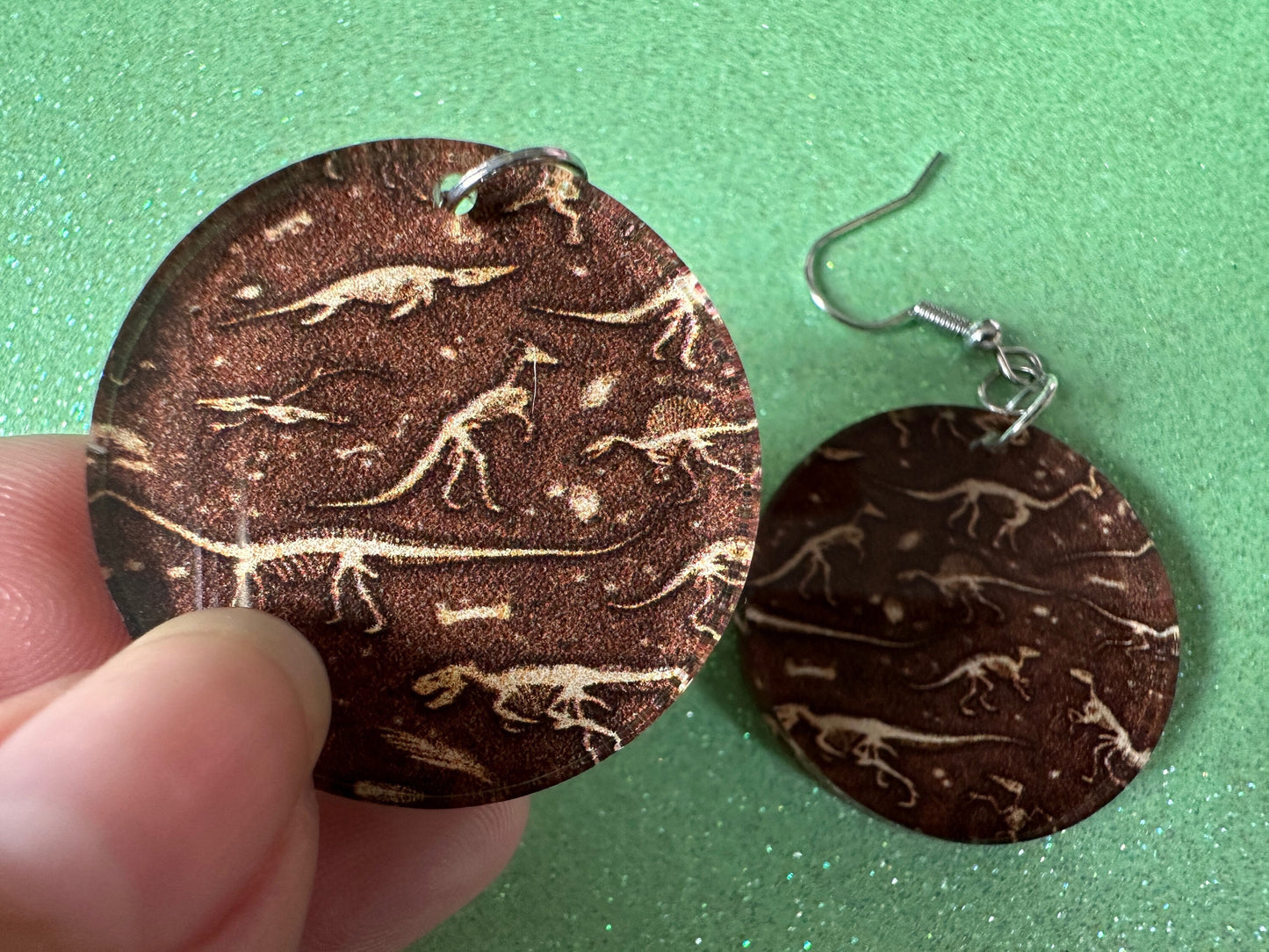 Fossil Earrings: Laser Cut Acrylic Dinosaur Fossils, Jurassic Park, Science, History, Archeologist, Paleontologist, Gifts for Her/Him/Them