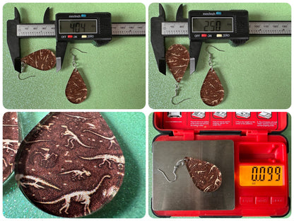 Fossil Earrings: Laser Cut Acrylic Dinosaur Fossils, Jurassic Park, Science, History, Archeologist, Paleontologist, Gifts for Her/Him/Them