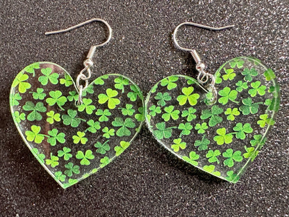 Four Leaf Clover Earrings: Laser Cut Acrylic Earrings, St. Patrick's Day, Green Earrings, Leprechaun, Irish, Best Gifts for Her/Him/Them