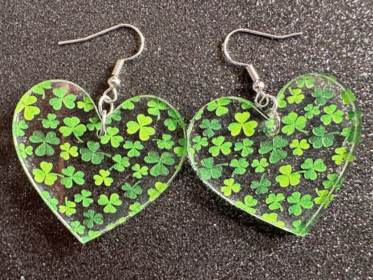 Four Leaf Clover Earrings: Laser Cut Acrylic Earrings, St. Patrick's Day, Green Earrings, Leprechaun, Irish, Best Gifts for Her/Him/Them