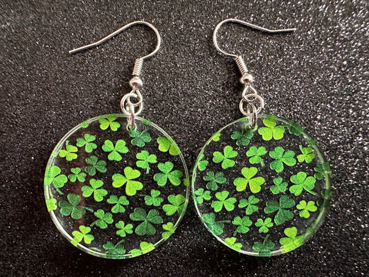 Four Leaf Clover Earrings: Laser Cut Acrylic Earrings, St. Patrick's Day, Green Earrings, Leprechaun, Irish, Best Gifts for Her/Him/Them