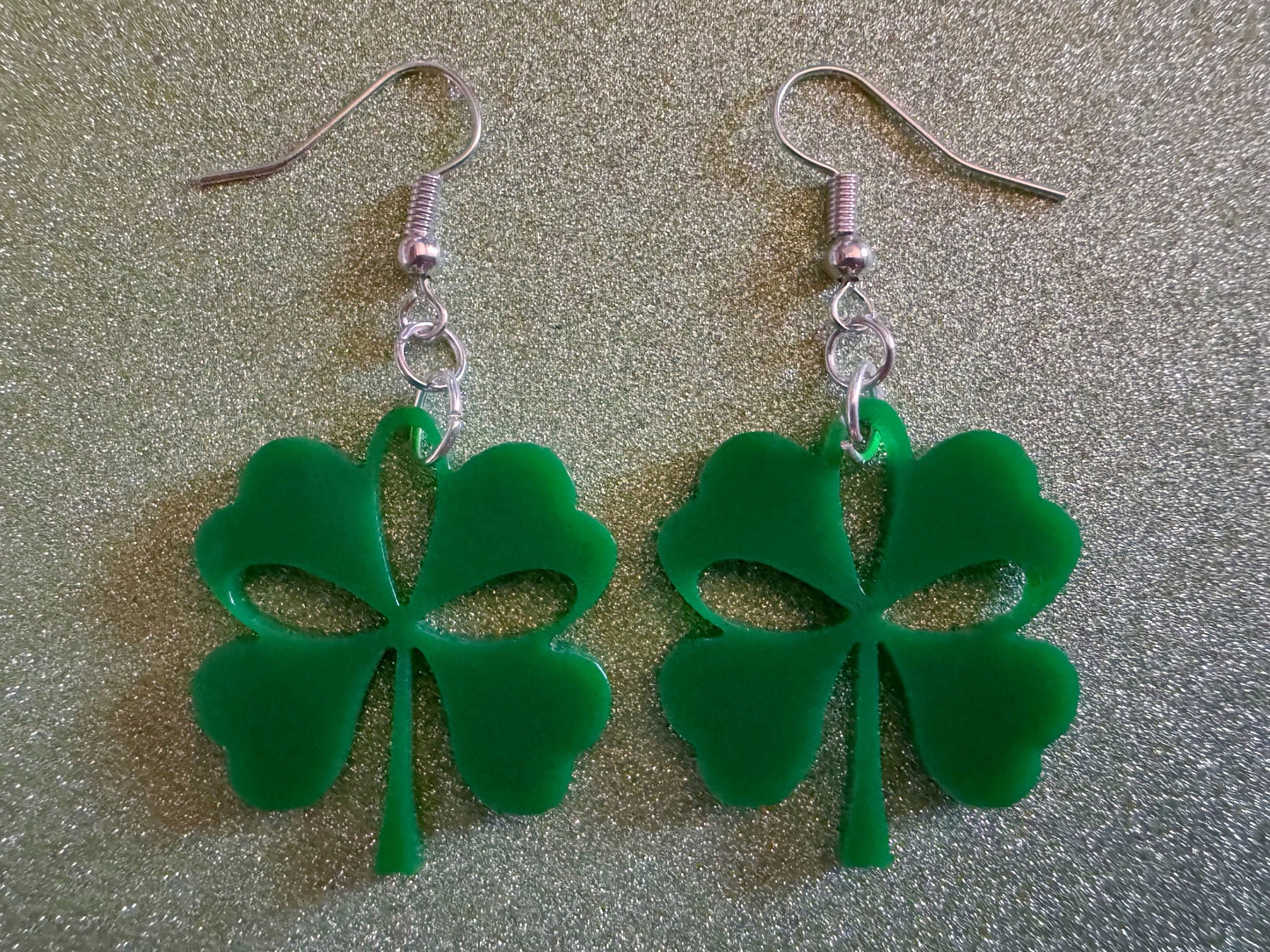 Four Leaf Clover Earrings: Laser Cut Acrylic Earrings, St. Patrick's Day, Green Earrings, Leprechaun, Irish, Best Gifts for Her/Him/Them