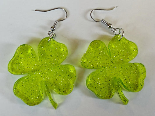 Four Leaf Clover Earrings: Laser Cut Acrylic Earrings, St. Patrick's Day, Green Earrings, Leprechaun, Irish, Best Gifts for Her/Him/Them