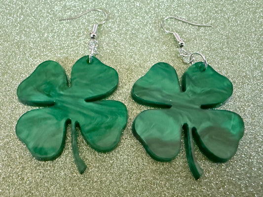 Four Leaf Clover Earrings: Laser Cut Acrylic Earrings, St. Patrick's Day, Green Earrings, Leprechaun, Irish, Best Gifts for Her/Him/Them