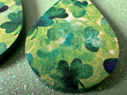 Four Leaf Clover Earrings: Laser Cut Acrylic Earrings, St. Patrick's Day, Green Earrings, Leprechaun, Irish, Best Gifts for Her/Him/Them