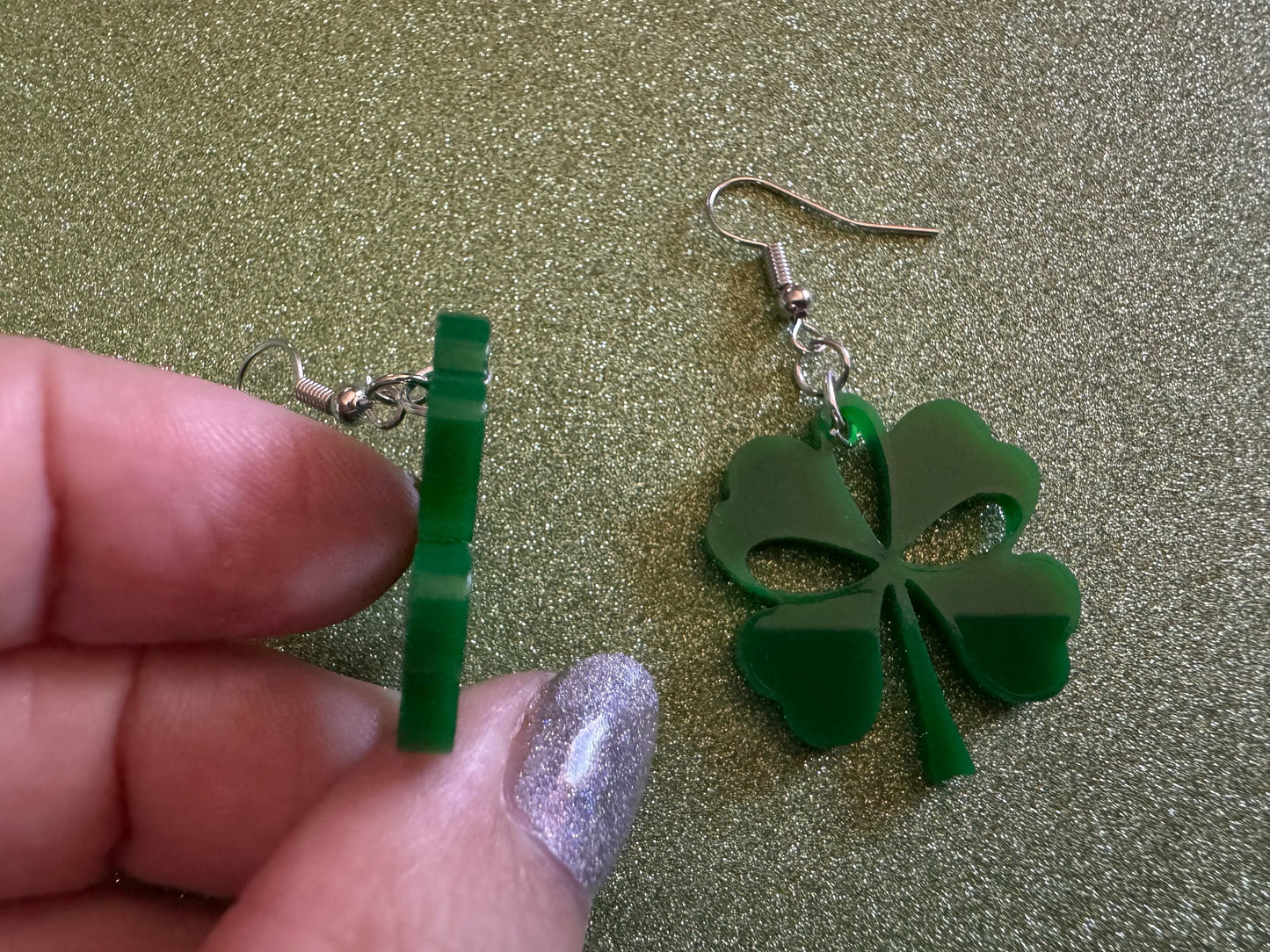 Four Leaf Clover Earrings: Laser Cut Acrylic Earrings, St. Patrick's Day, Green Earrings, Leprechaun, Irish, Best Gifts for Her/Him/Them