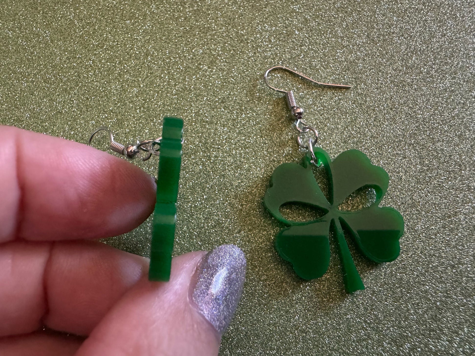 Four Leaf Clover Earrings: Laser Cut Acrylic Earrings, St. Patrick's Day, Green Earrings, Leprechaun, Irish, Best Gifts for Her/Him/Them