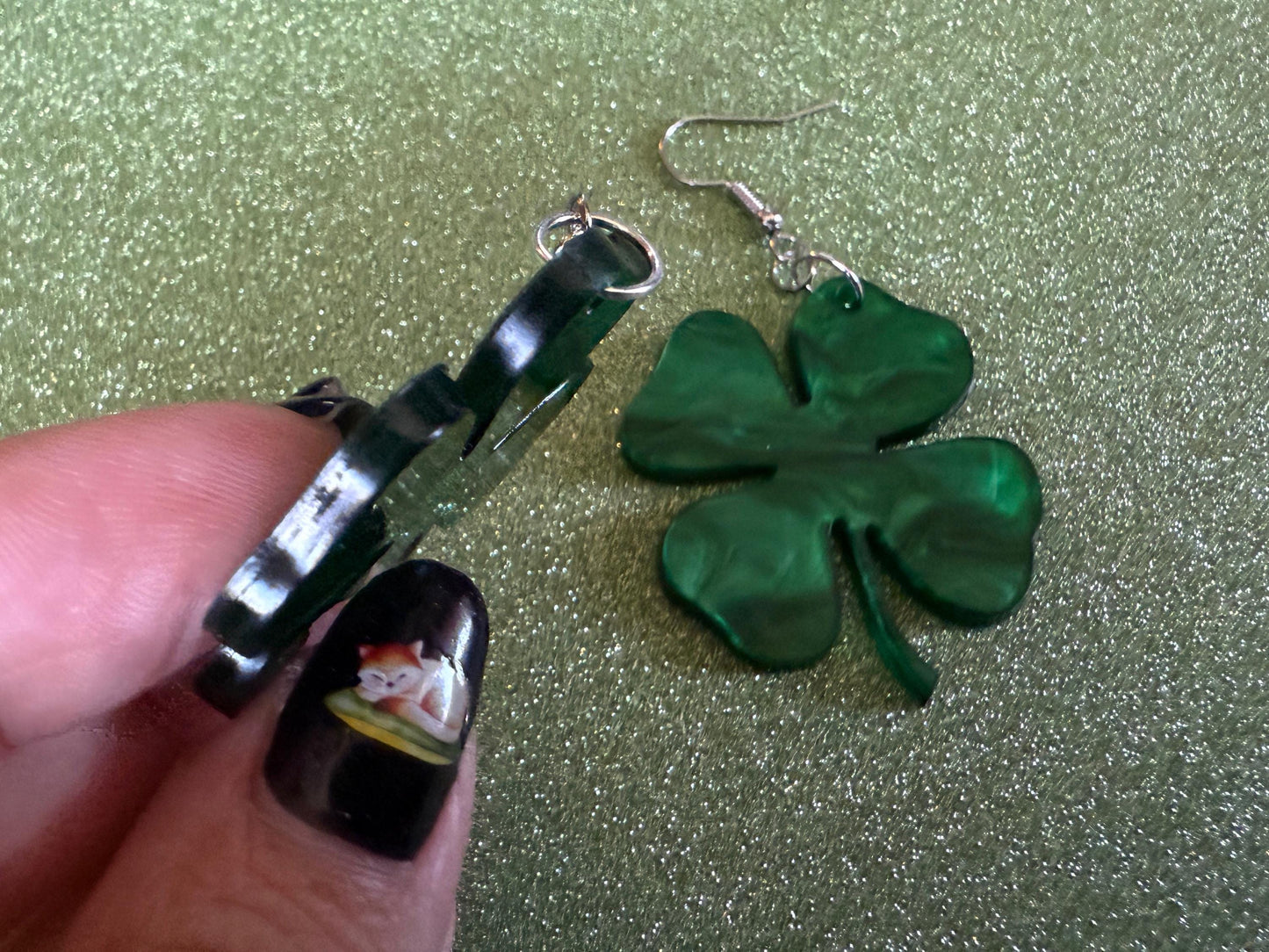 Four Leaf Clover Earrings: Laser Cut Acrylic Earrings, St. Patrick's Day, Green Earrings, Leprechaun, Irish, Best Gifts for Her/Him/Them