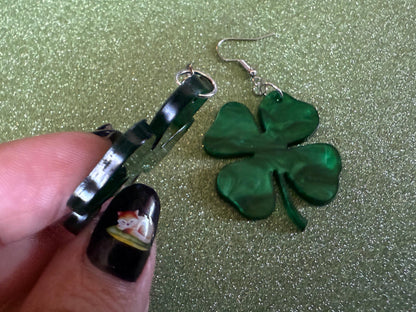 Four Leaf Clover Earrings: Laser Cut Acrylic Earrings, St. Patrick's Day, Green Earrings, Leprechaun, Irish, Best Gifts for Her/Him/Them