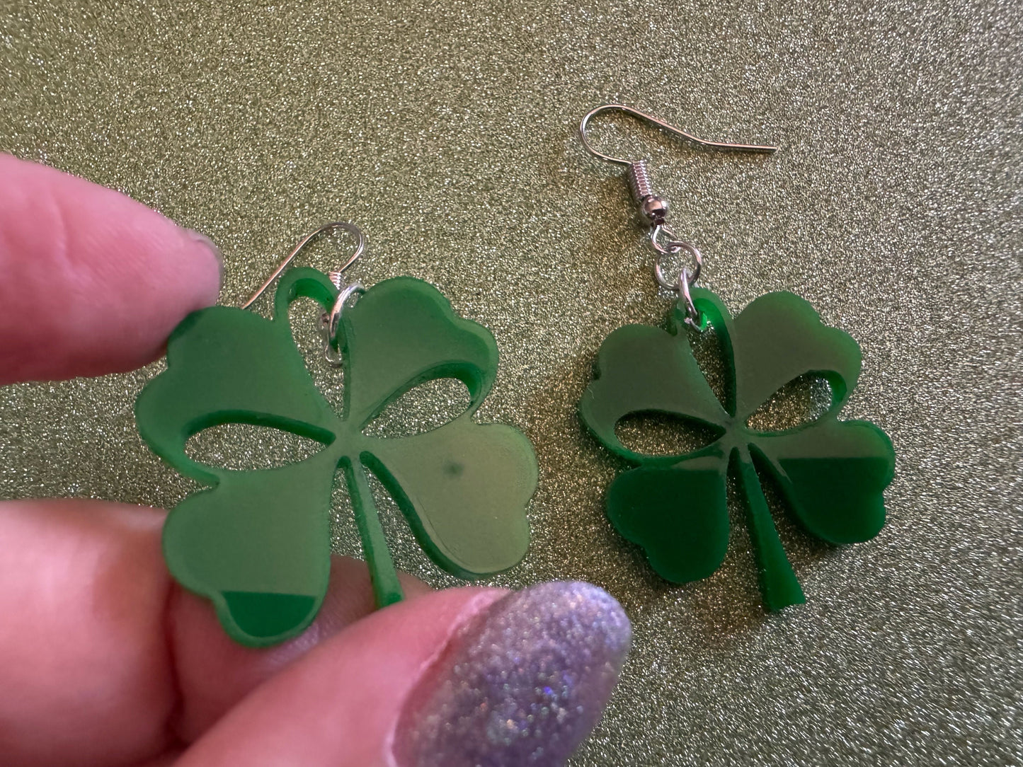 Four Leaf Clover Earrings: Laser Cut Acrylic Earrings, St. Patrick's Day, Green Earrings, Leprechaun, Irish, Best Gifts for Her/Him/Them