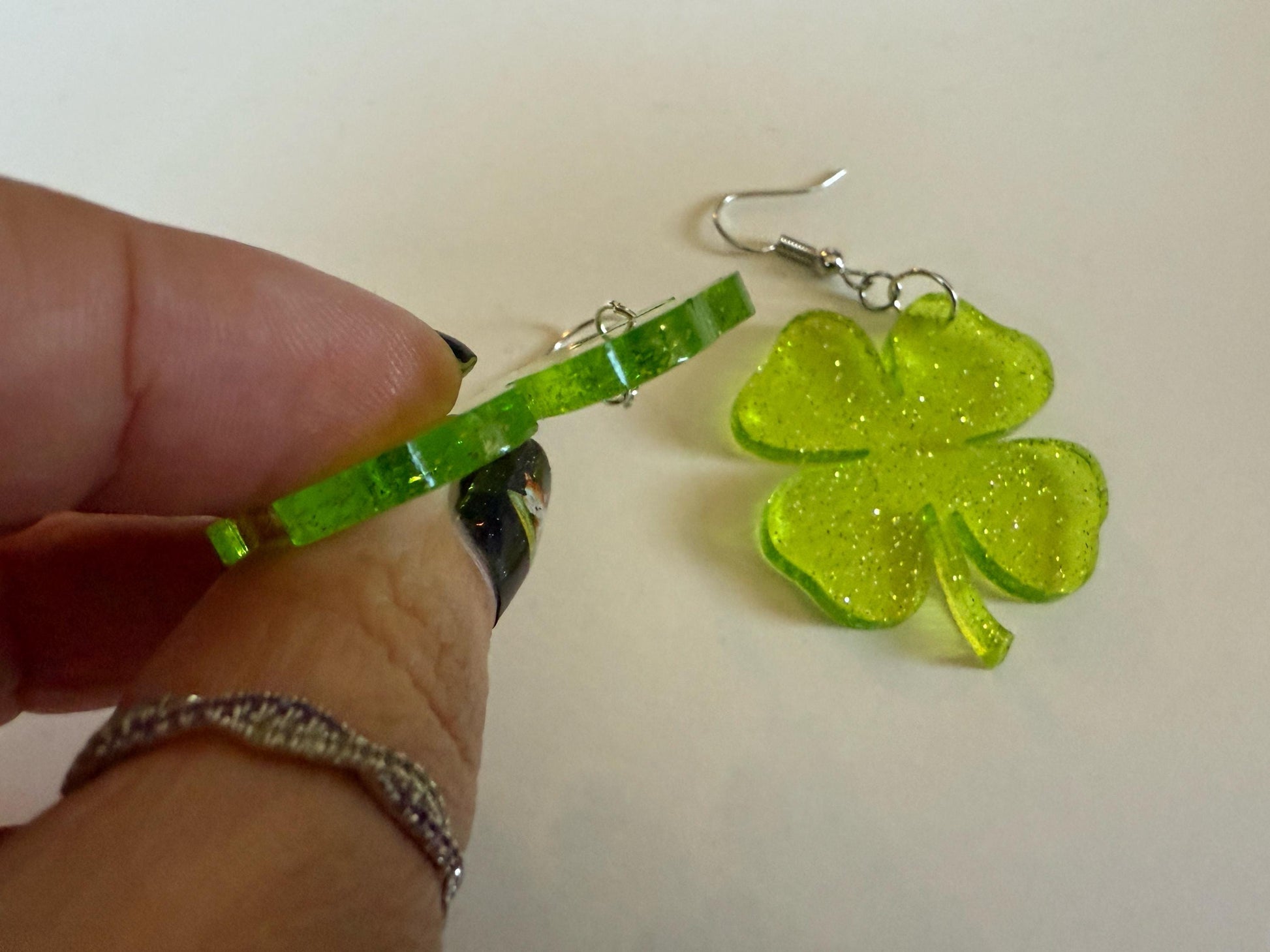 Four Leaf Clover Earrings: Laser Cut Acrylic Earrings, St. Patrick's Day, Green Earrings, Leprechaun, Irish, Best Gifts for Her/Him/Them