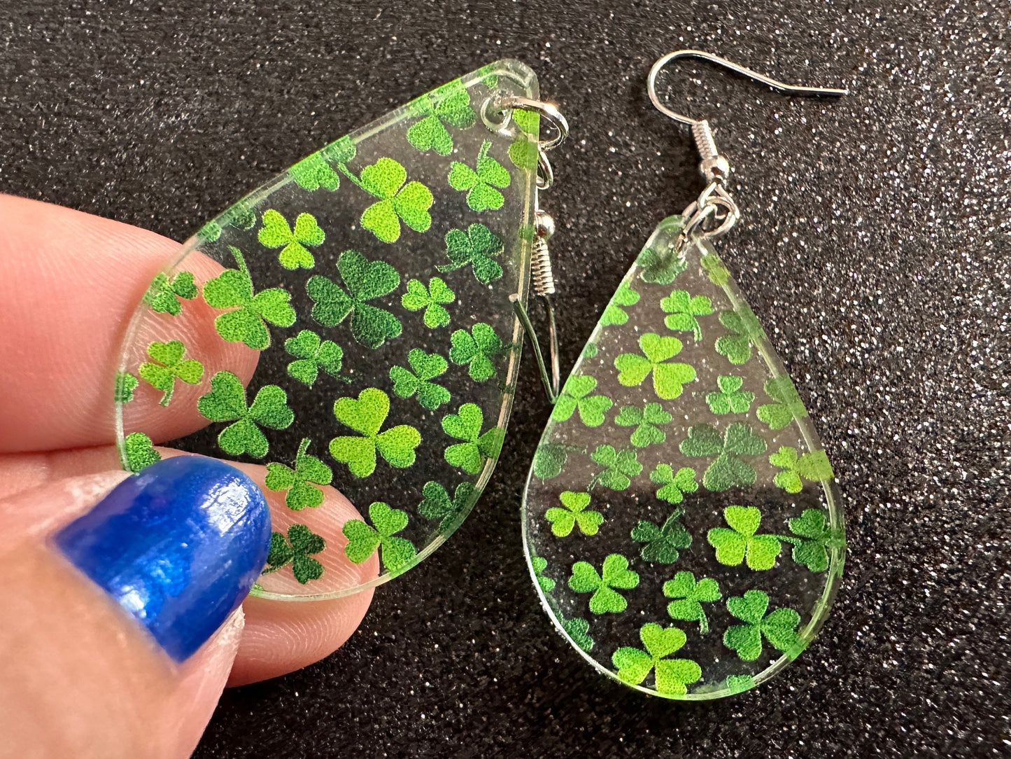 Four Leaf Clover Earrings: Laser Cut Acrylic Earrings, St. Patrick's Day, Green Earrings, Leprechaun, Irish, Best Gifts for Her/Him/Them