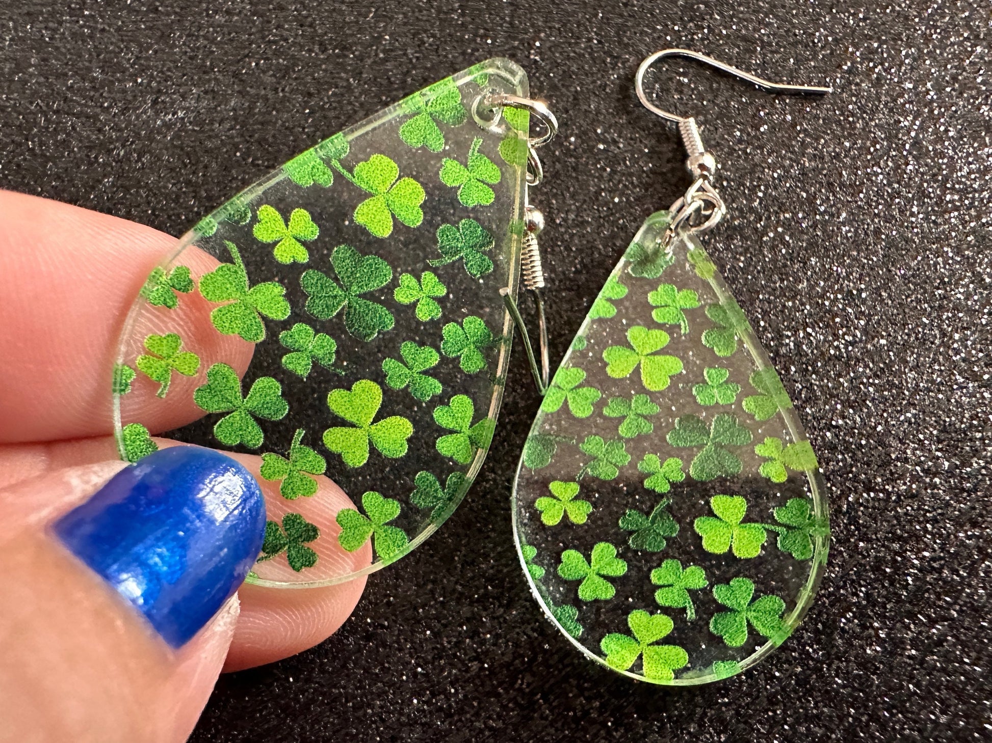 Four Leaf Clover Earrings: Laser Cut Acrylic Earrings, St. Patrick's Day, Green Earrings, Leprechaun, Irish, Best Gifts for Her/Him/Them