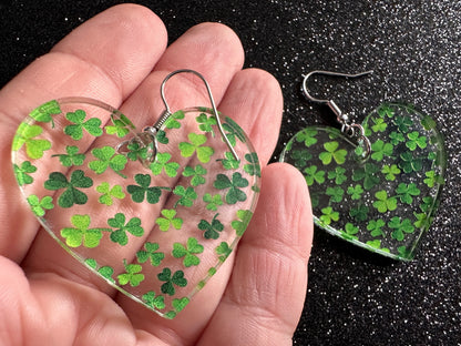Four Leaf Clover Earrings: Laser Cut Acrylic Earrings, St. Patrick's Day, Green Earrings, Leprechaun, Irish, Best Gifts for Her/Him/Them