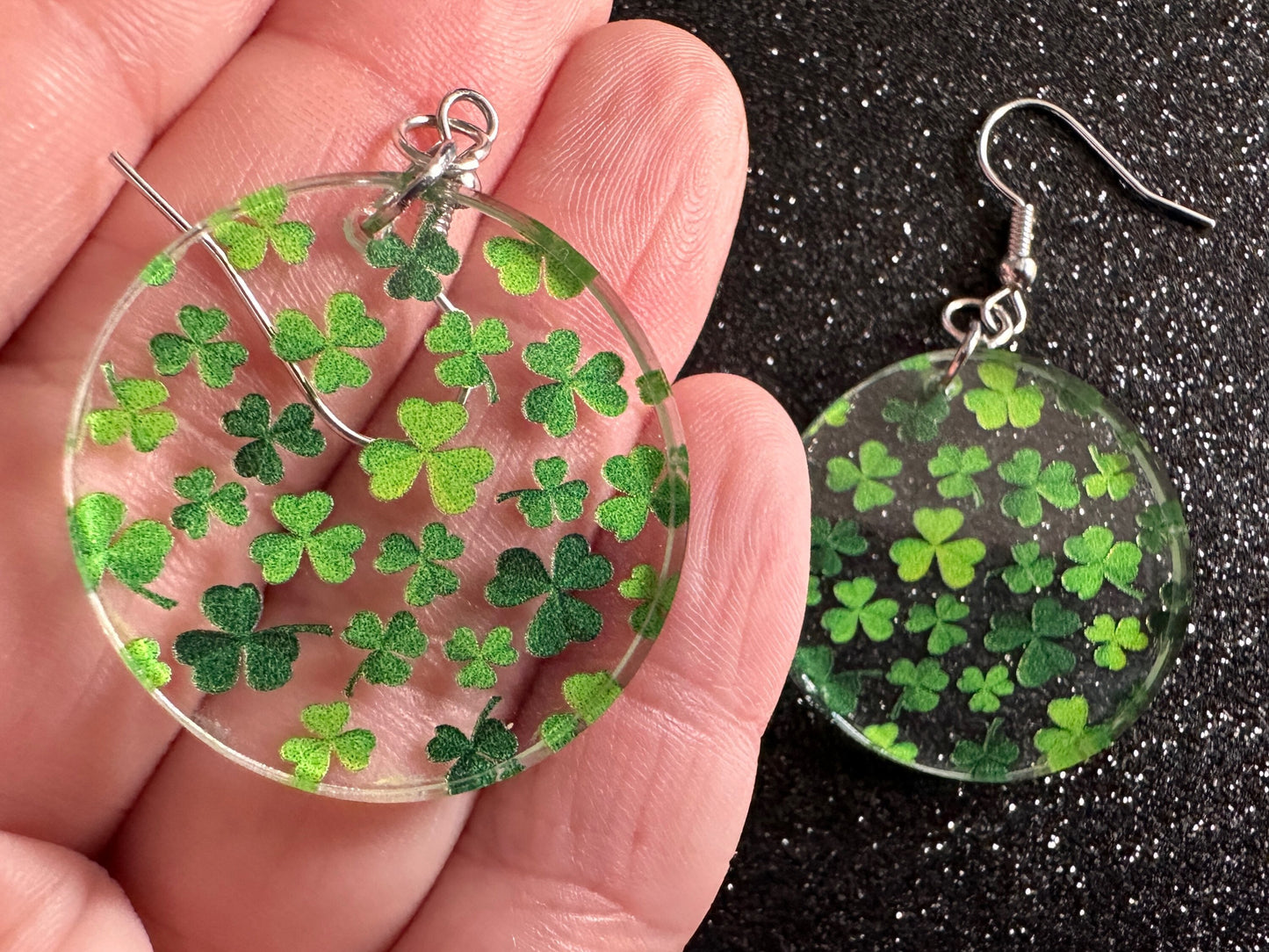 Four Leaf Clover Earrings: Laser Cut Acrylic Earrings, St. Patrick's Day, Green Earrings, Leprechaun, Irish, Best Gifts for Her/Him/Them