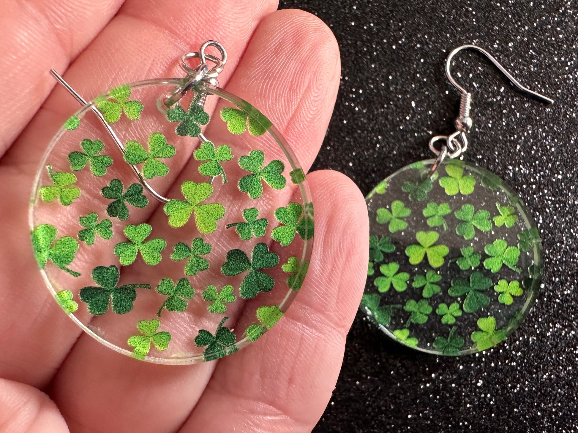 Four Leaf Clover Earrings: Laser Cut Acrylic Earrings, St. Patrick's Day, Green Earrings, Leprechaun, Irish, Best Gifts for Her/Him/Them