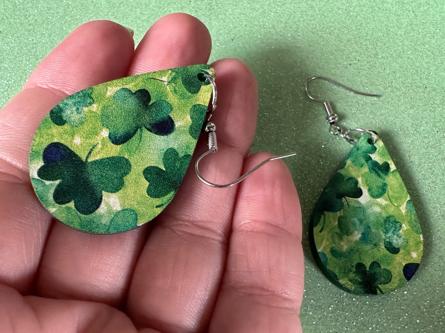 Four Leaf Clover Earrings: Laser Cut Acrylic Earrings, St. Patrick's Day, Green Earrings, Leprechaun, Irish, Best Gifts for Her/Him/Them