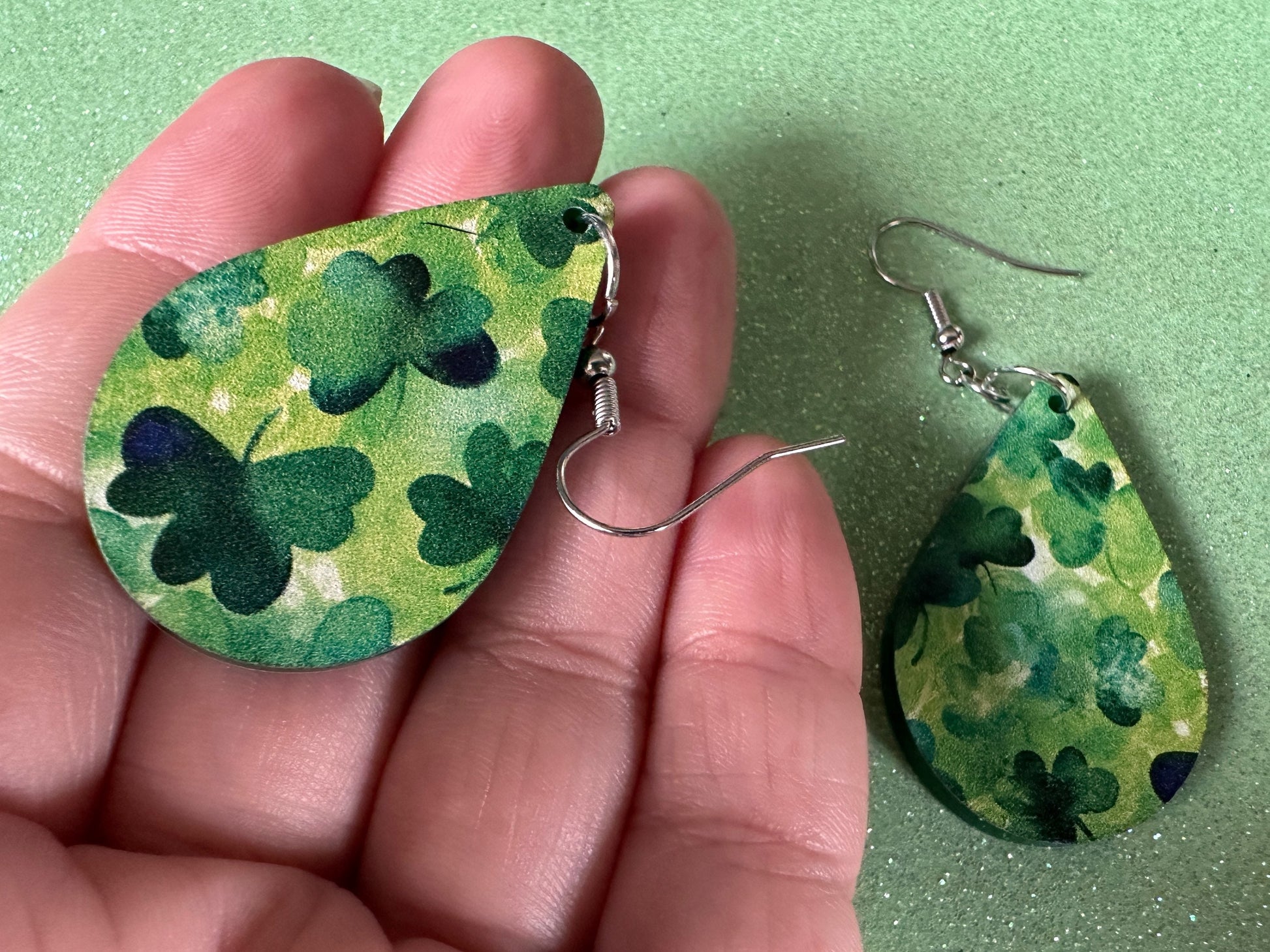 Four Leaf Clover Earrings: Laser Cut Acrylic Earrings, St. Patrick's Day, Green Earrings, Leprechaun, Irish, Best Gifts for Her/Him/Them