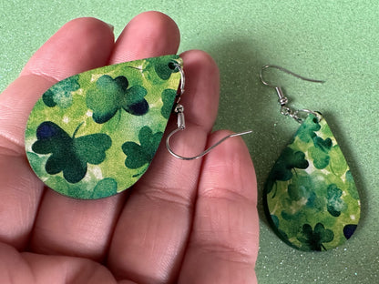 Four Leaf Clover Earrings: Laser Cut Acrylic Earrings, St. Patrick's Day, Green Earrings, Leprechaun, Irish, Best Gifts for Her/Him/Them