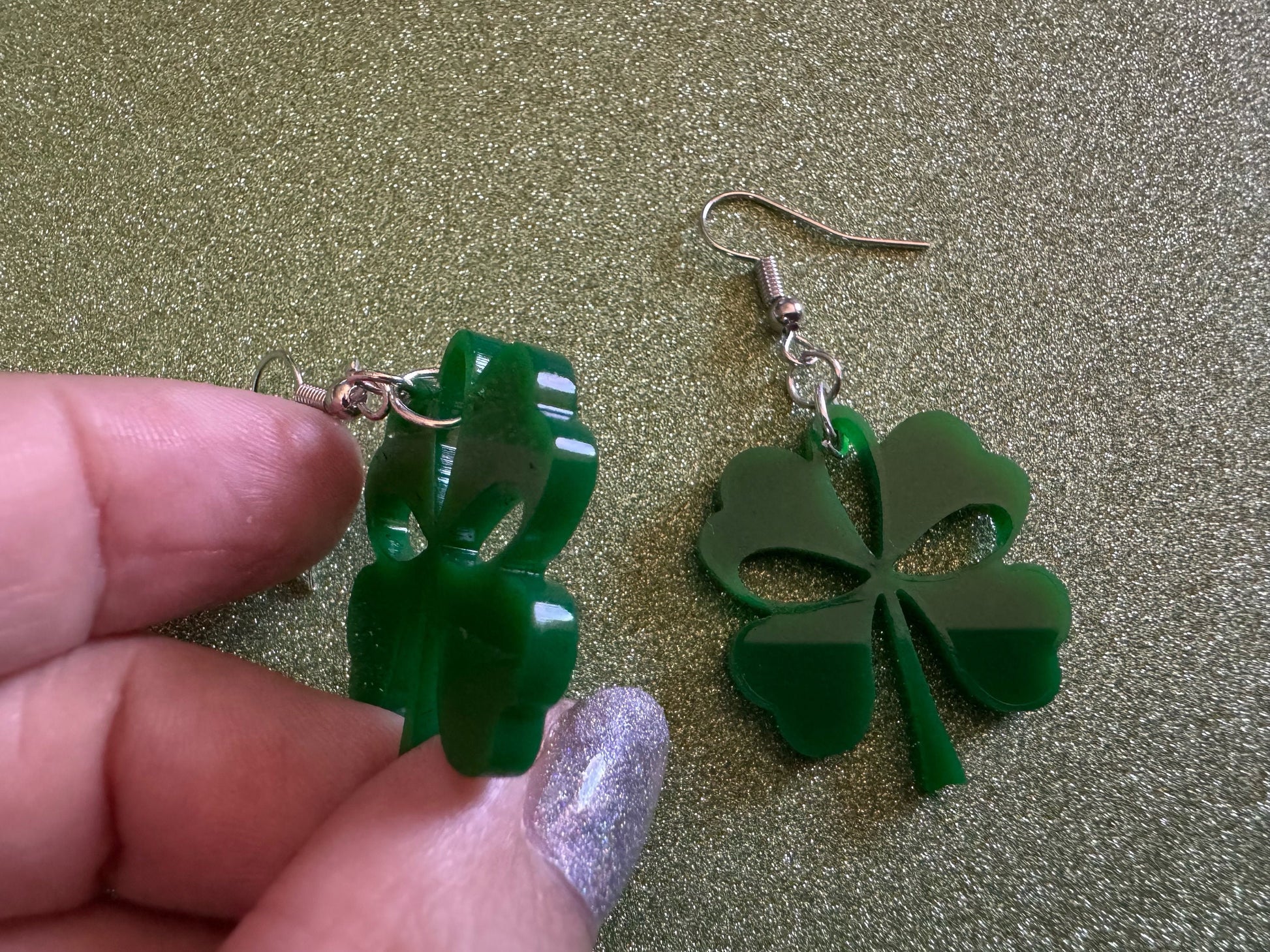 Four Leaf Clover Earrings: Laser Cut Acrylic Earrings, St. Patrick's Day, Green Earrings, Leprechaun, Irish, Best Gifts for Her/Him/Them