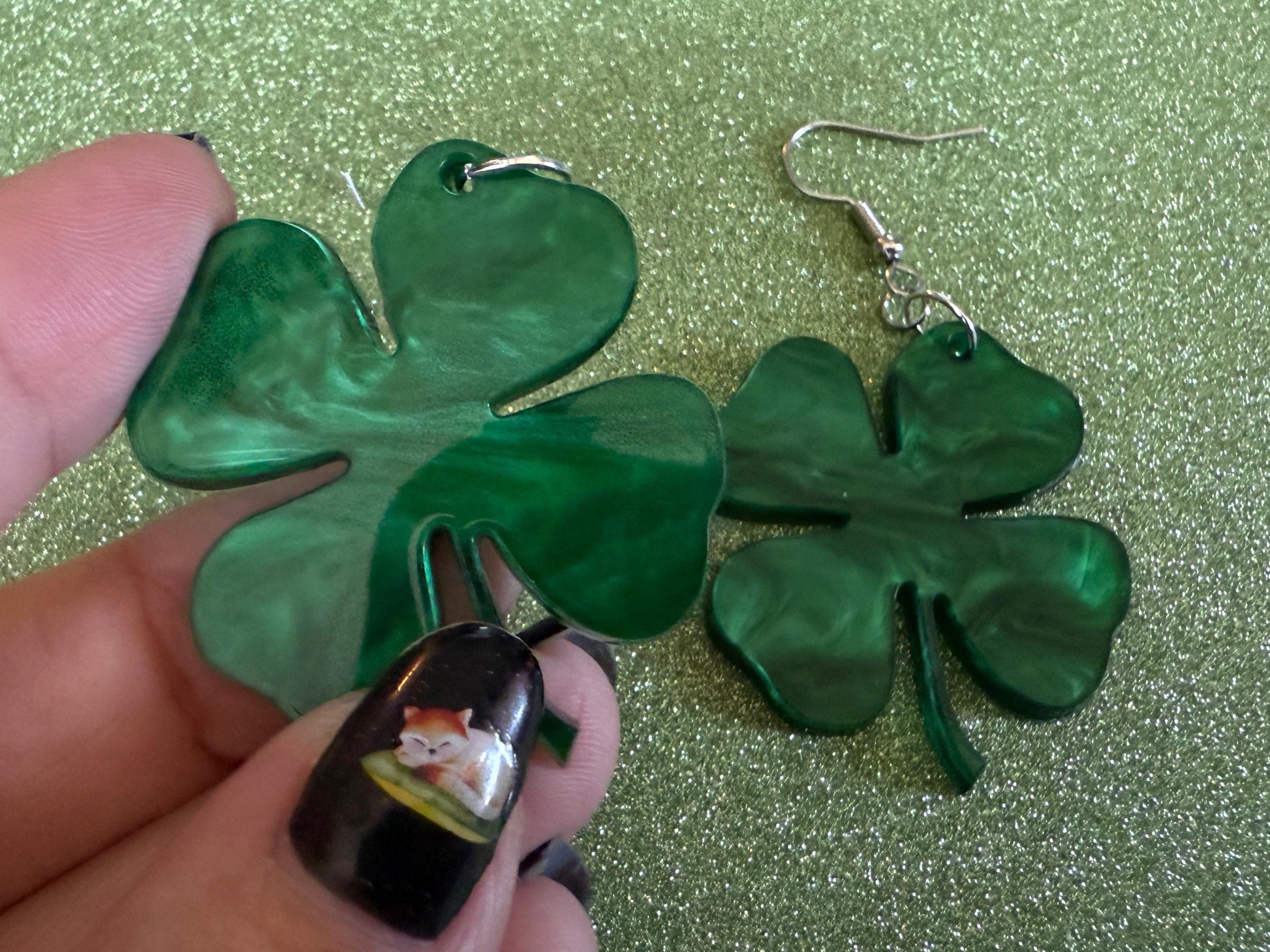 Four Leaf Clover Earrings: Laser Cut Acrylic Earrings, St. Patrick's Day, Green Earrings, Leprechaun, Irish, Best Gifts for Her/Him/Them
