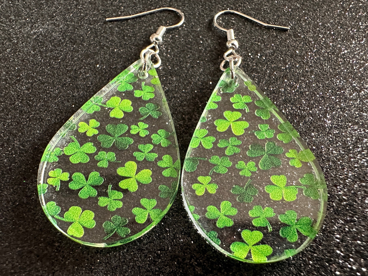 Four Leaf Clover Earrings: Laser Cut Acrylic Earrings, St. Patrick's Day, Green Earrings, Leprechaun, Irish, Best Gifts for Her/Him/Them