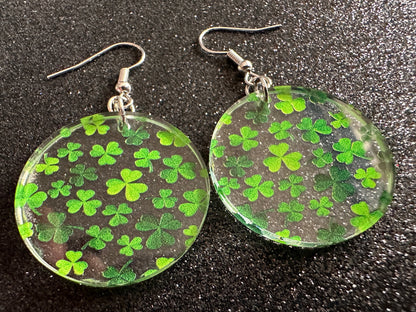 Four Leaf Clover Earrings: Laser Cut Acrylic Earrings, St. Patrick's Day, Green Earrings, Leprechaun, Irish, Best Gifts for Her/Him/Them