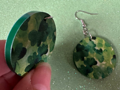 Four Leaf Clover Earrings: Laser Cut Acrylic Earrings, St. Patrick's Day, Green Earrings, Leprechaun, Irish, Best Gifts for Her/Him/Them