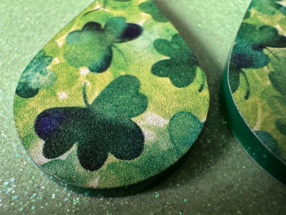 Four Leaf Clover Earrings: Laser Cut Acrylic Earrings, St. Patrick's Day, Green Earrings, Leprechaun, Irish, Best Gifts for Her/Him/Them