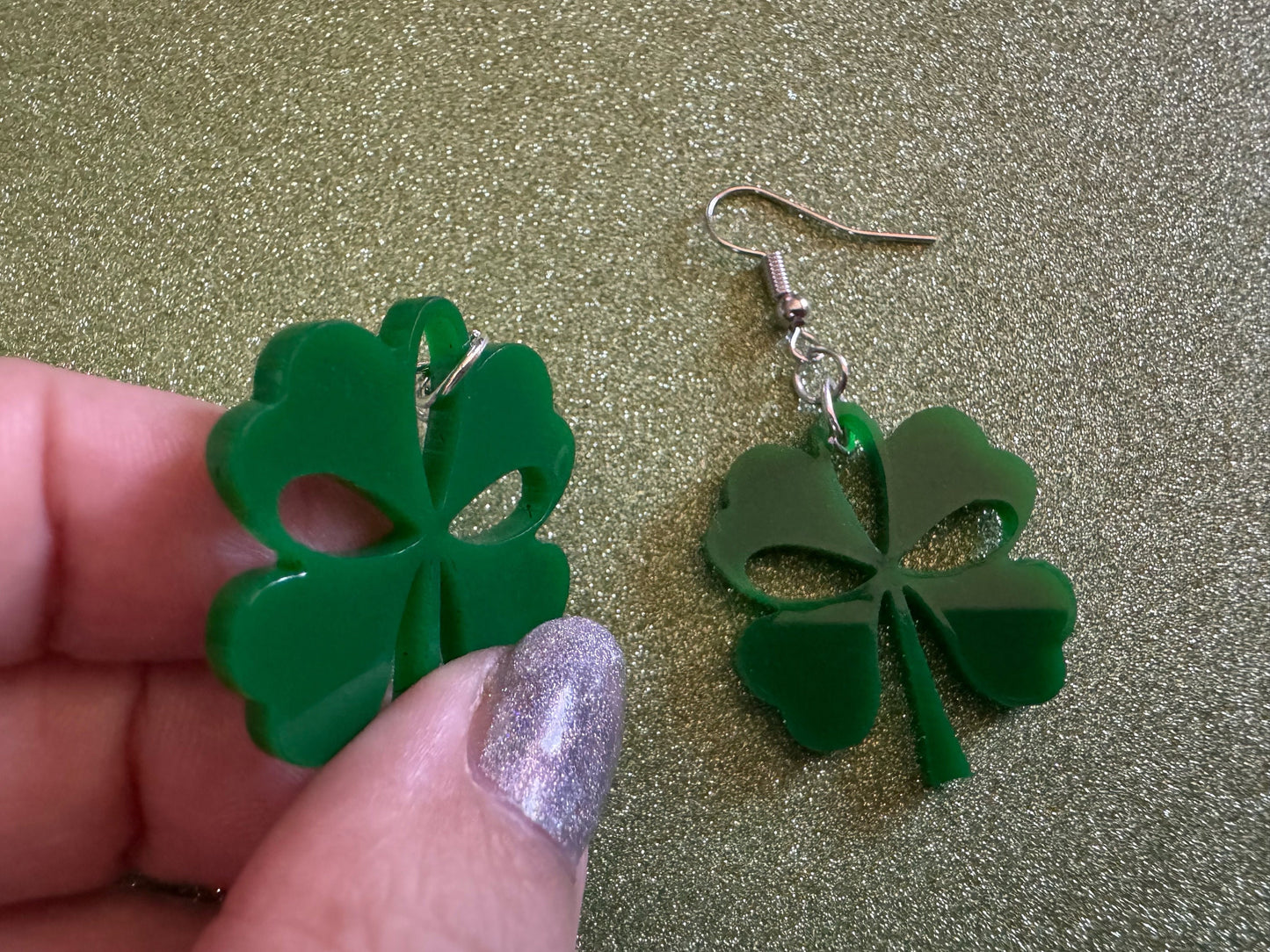 Four Leaf Clover Earrings: Laser Cut Acrylic Earrings, St. Patrick's Day, Green Earrings, Leprechaun, Irish, Best Gifts for Her/Him/Them