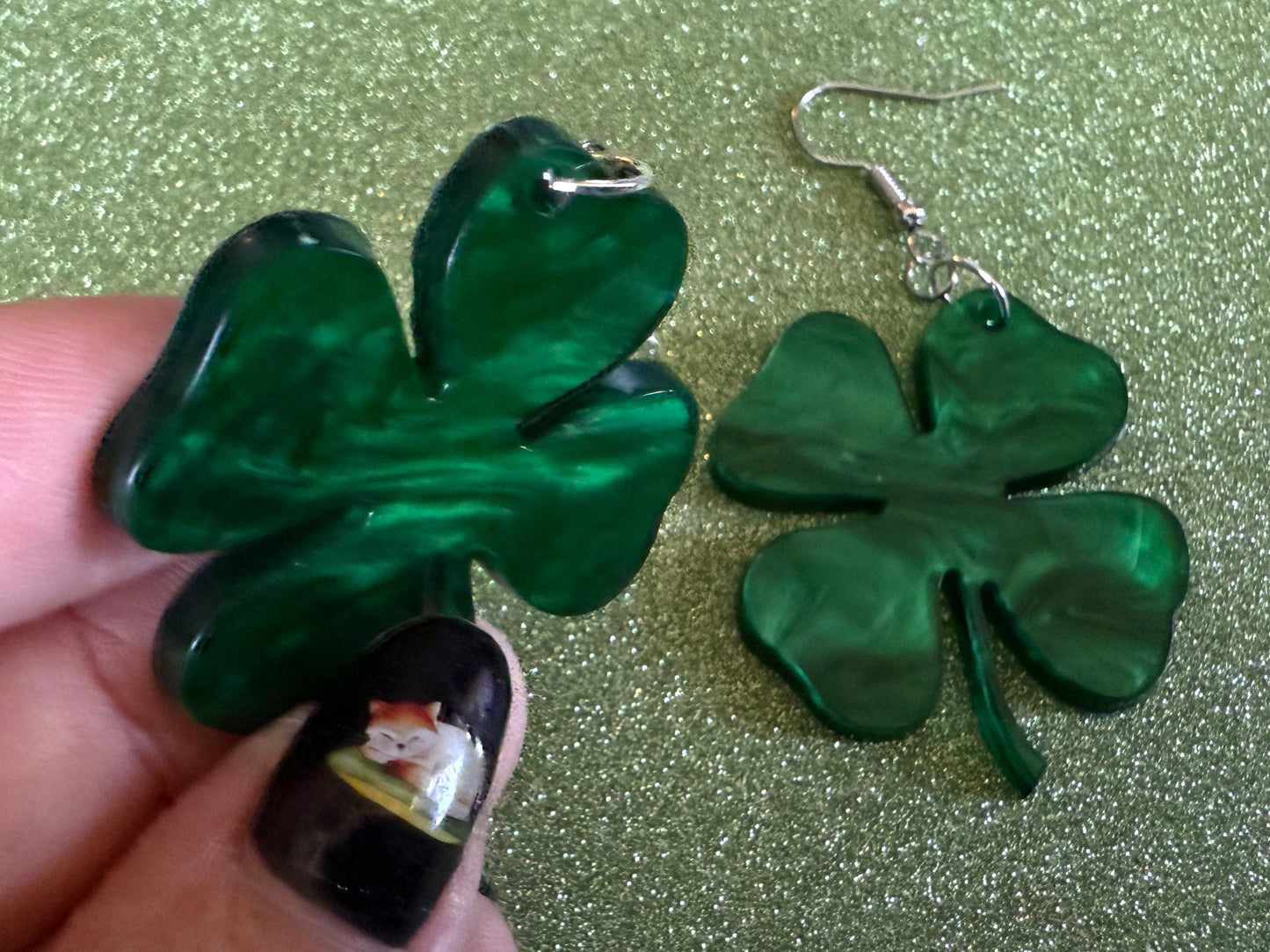 Four Leaf Clover Earrings: Laser Cut Acrylic Earrings, St. Patrick's Day, Green Earrings, Leprechaun, Irish, Best Gifts for Her/Him/Them