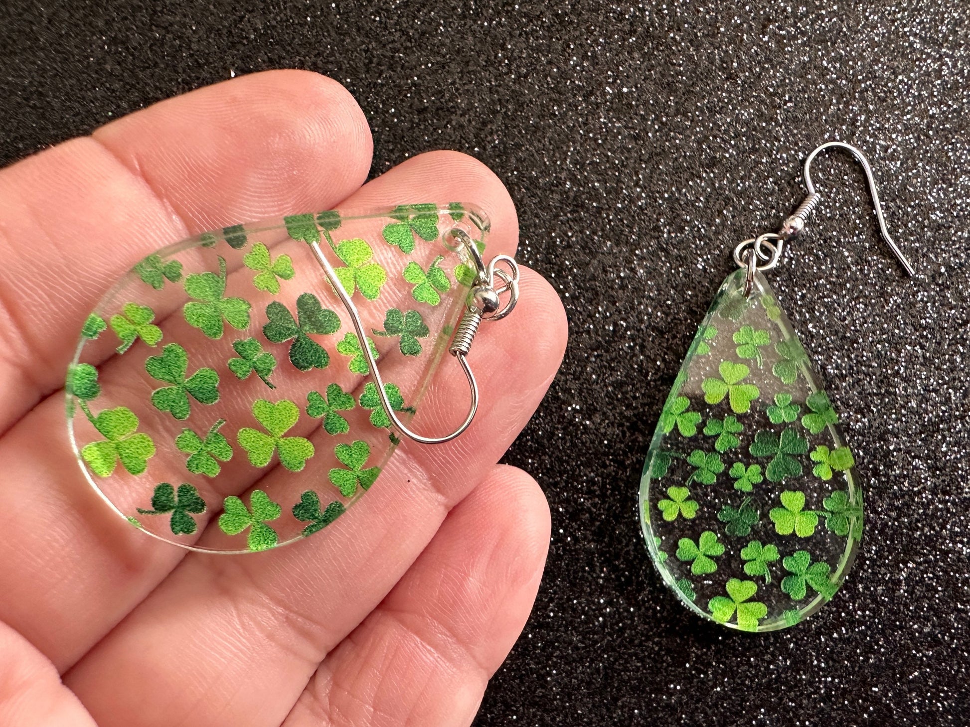 Four Leaf Clover Earrings: Laser Cut Acrylic Earrings, St. Patrick's Day, Green Earrings, Leprechaun, Irish, Best Gifts for Her/Him/Them