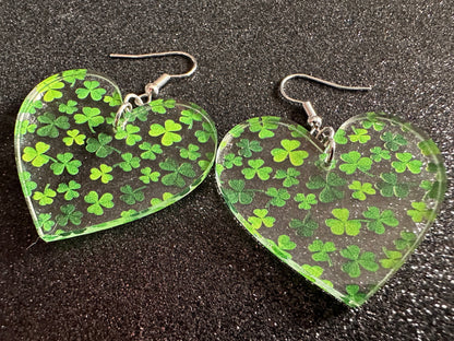 Four Leaf Clover Earrings: Laser Cut Acrylic Earrings, St. Patrick's Day, Green Earrings, Leprechaun, Irish, Best Gifts for Her/Him/Them