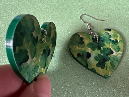 Four Leaf Clover Earrings: Laser Cut Acrylic Earrings, St. Patrick's Day, Green Earrings, Leprechaun, Irish, Best Gifts for Her/Him/Them