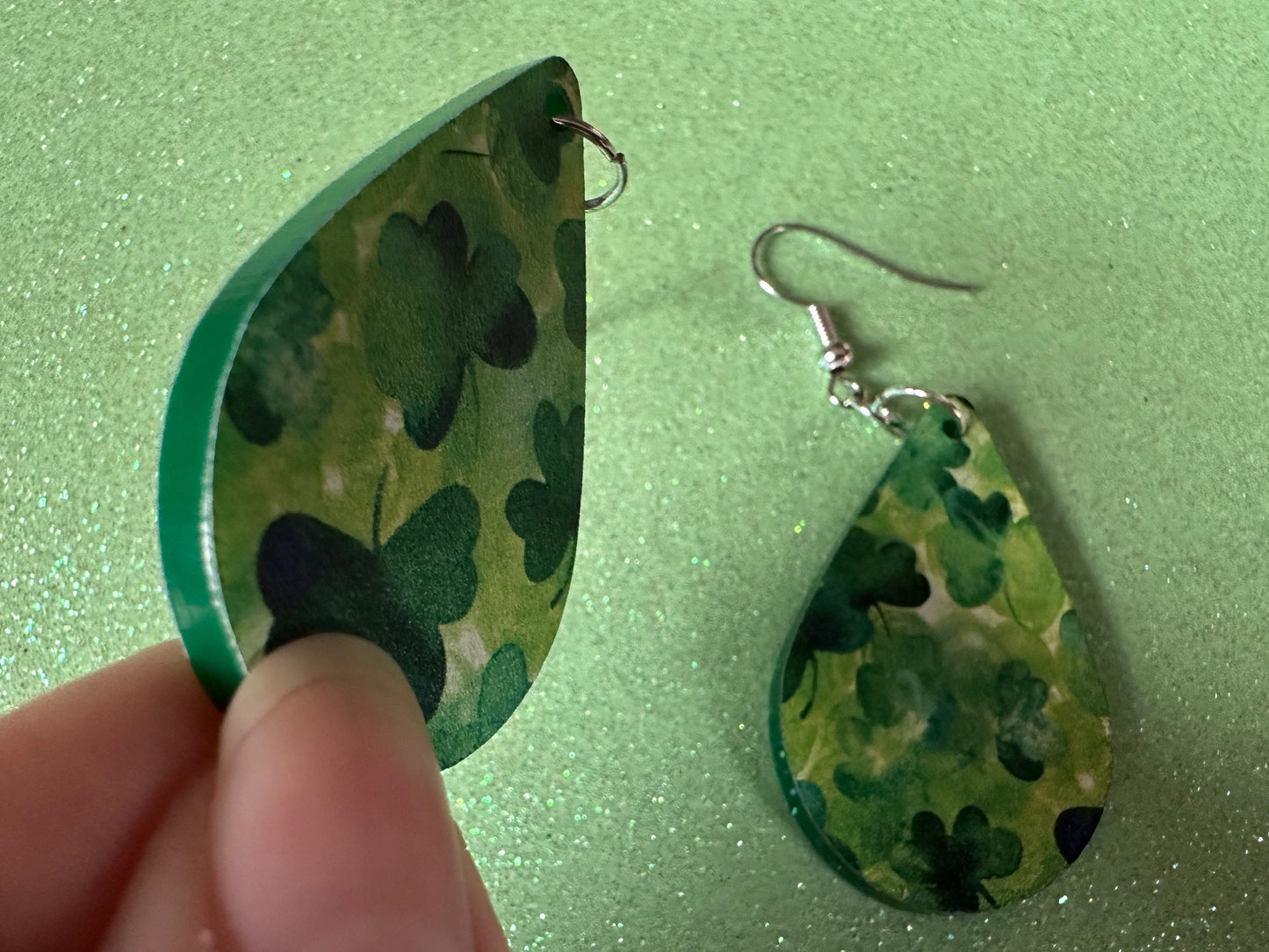 Four Leaf Clover Earrings: Laser Cut Acrylic Earrings, St. Patrick's Day, Green Earrings, Leprechaun, Irish, Best Gifts for Her/Him/Them