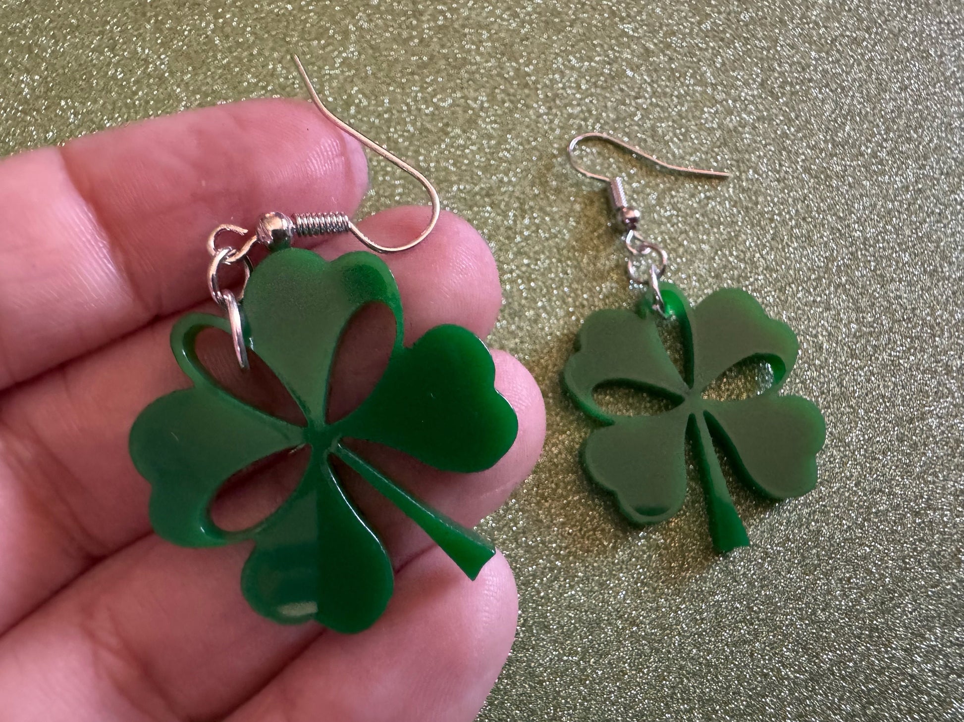 Four Leaf Clover Earrings: Laser Cut Acrylic Earrings, St. Patrick's Day, Green Earrings, Leprechaun, Irish, Best Gifts for Her/Him/Them
