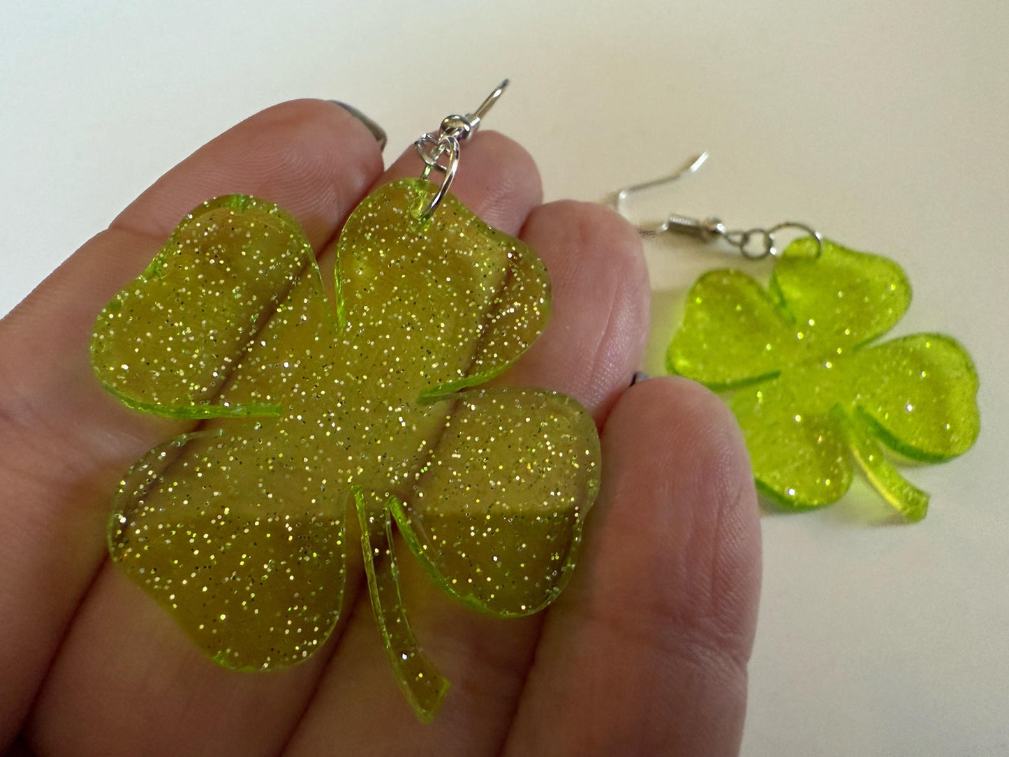 Four Leaf Clover Earrings: Laser Cut Acrylic Earrings, St. Patrick's Day, Green Earrings, Leprechaun, Irish, Best Gifts for Her/Him/Them
